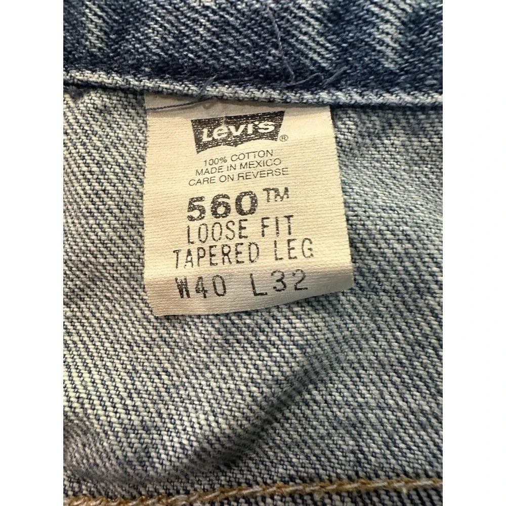 Vintage Levi's 560 Jeans Y2K 90s Loose Fit Tapered Leg Blue Denim Size 40x32